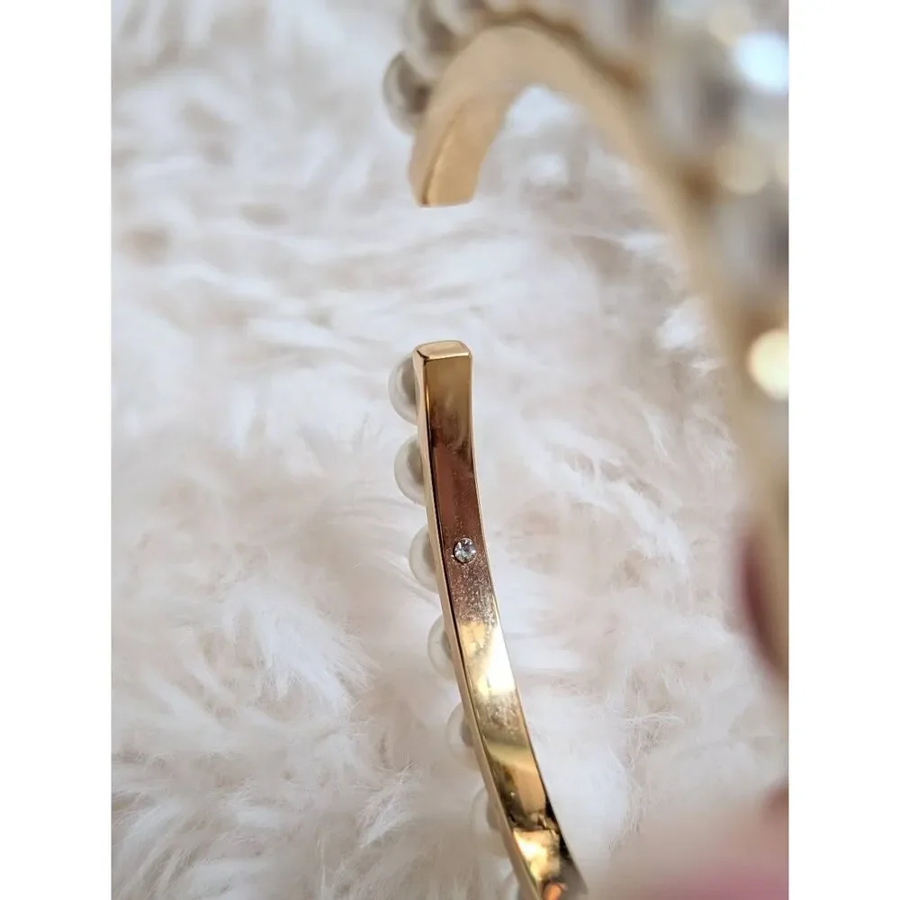 TORY BURCH Kira Gold Pearl Cuff Bangle